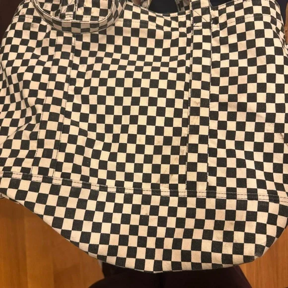 Vans Off The Wall Checkered Zip Tote Bag - Black and White Double Handles Skater - Picture 2 of 11